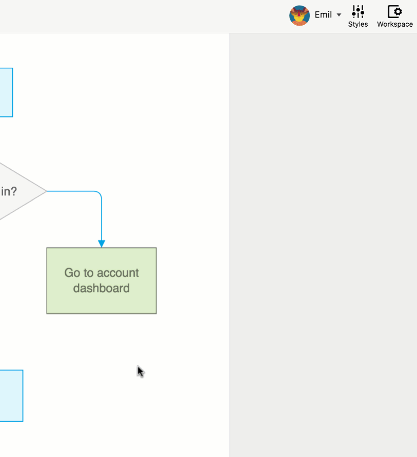 Customizing the diagram connector styles in Moqups 2