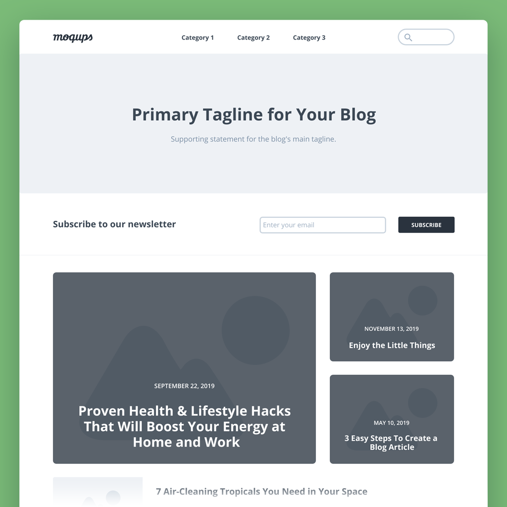 blog page wireframe template