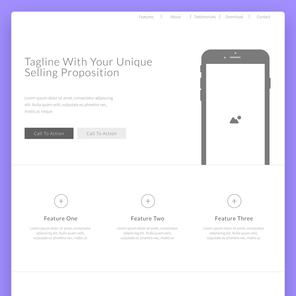 Moqups Landing Page Wireframe Vorlage