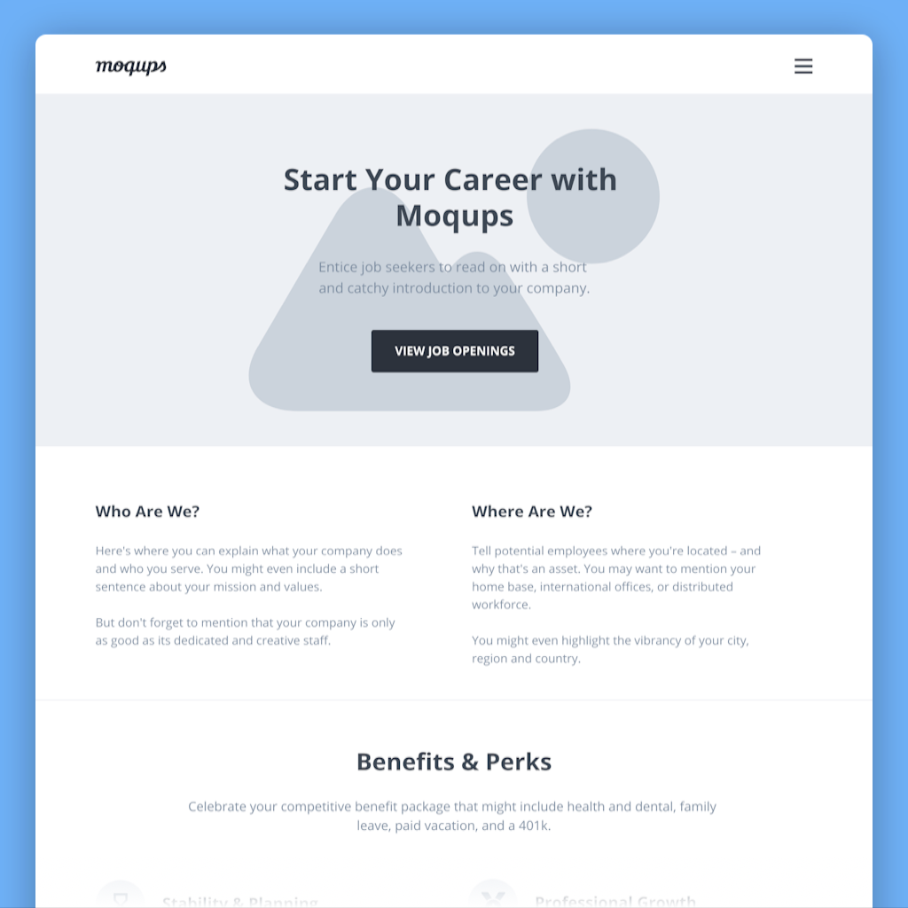 Career Page Wireframe Template