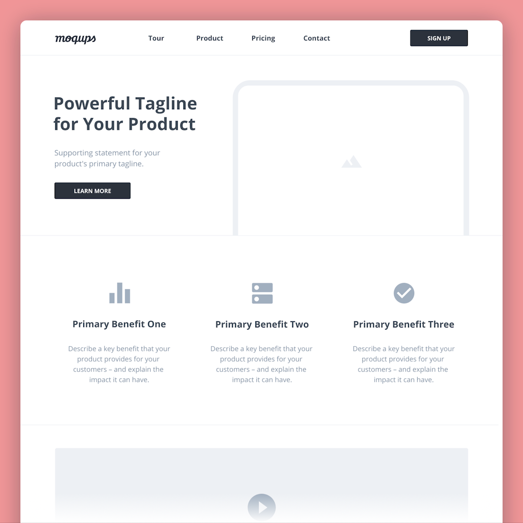 SaaS Landing Page Wireframe Template