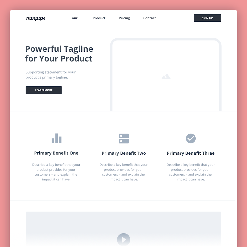 saas landing page wireframe template