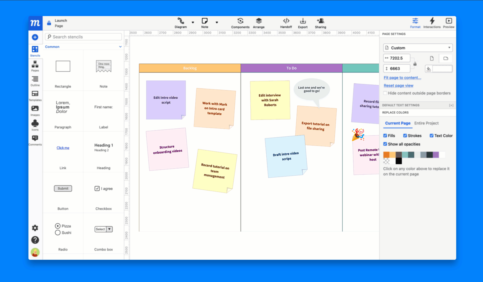Brainstorm, whiteboard, diagram and wireframe in Moqups