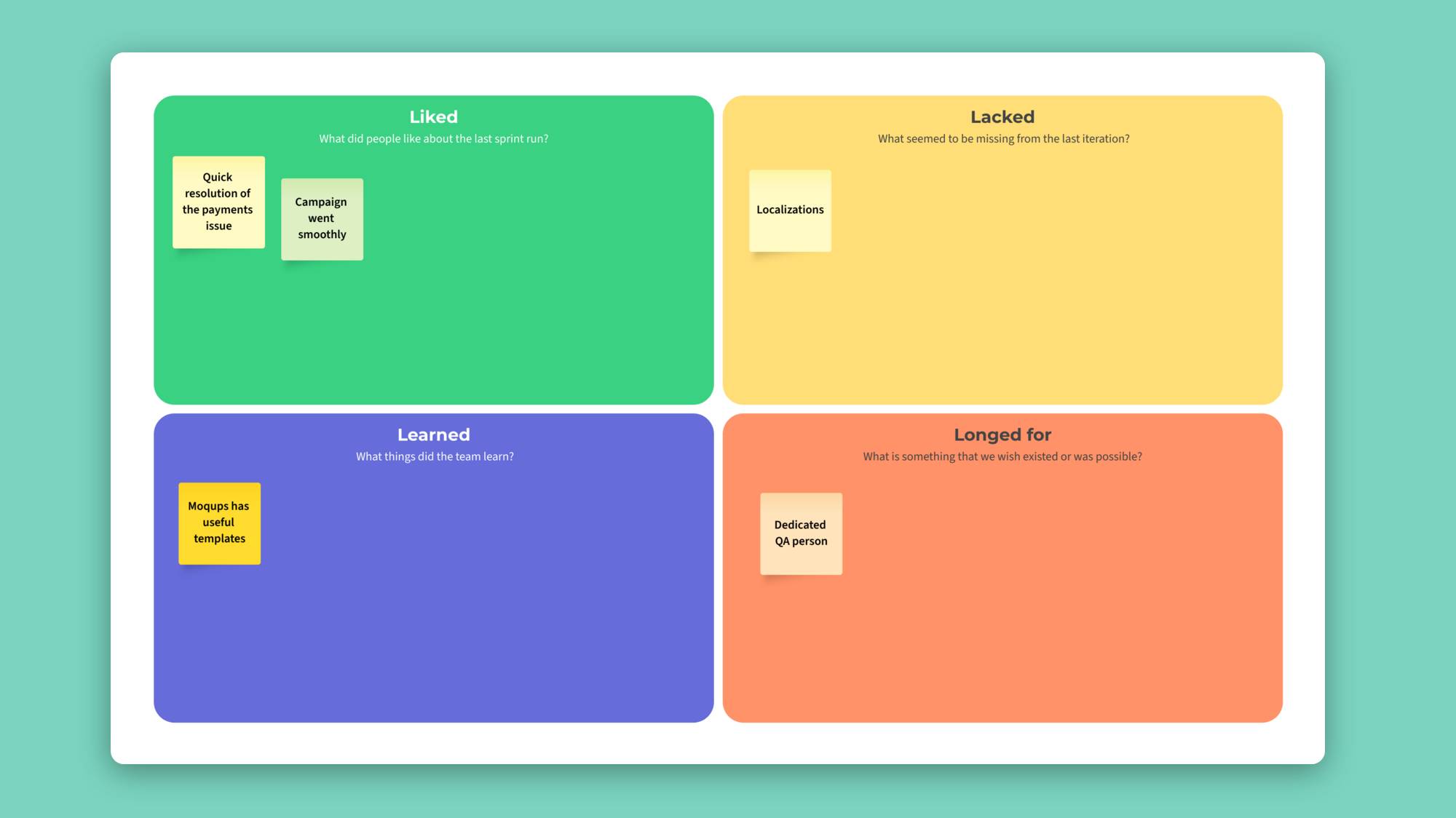 Moqups 4L retrospective template